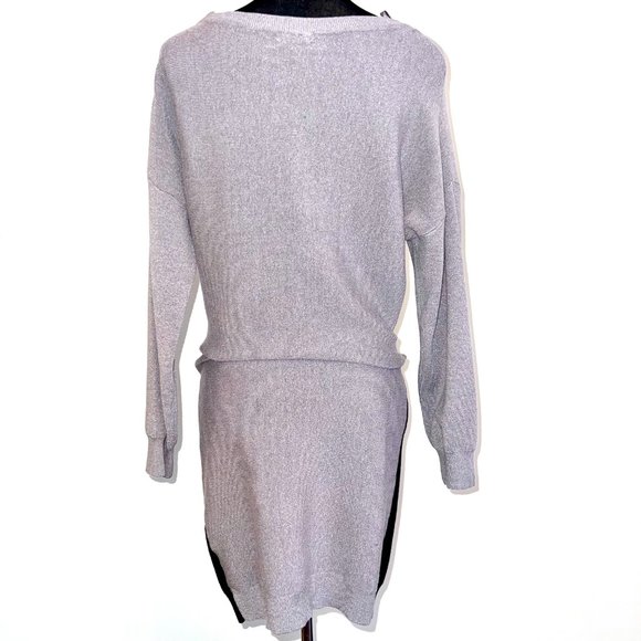 NWT Gray & Black Long Sleeve Sweater Dress Tunic with Zipper Accent - Picture 6 of 10